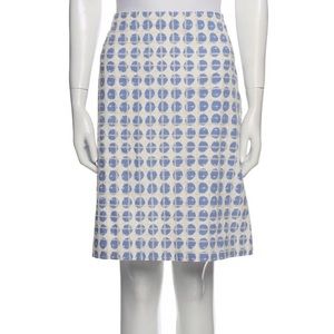 Worth polka dot eyelet knee length skirt workwear in blue Made in USA